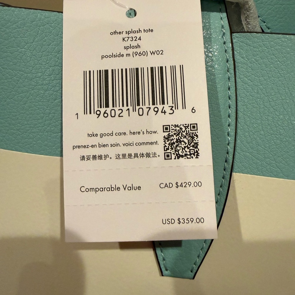 Kate Spade Aqua and White Float On Tote - Picture 3 of 3